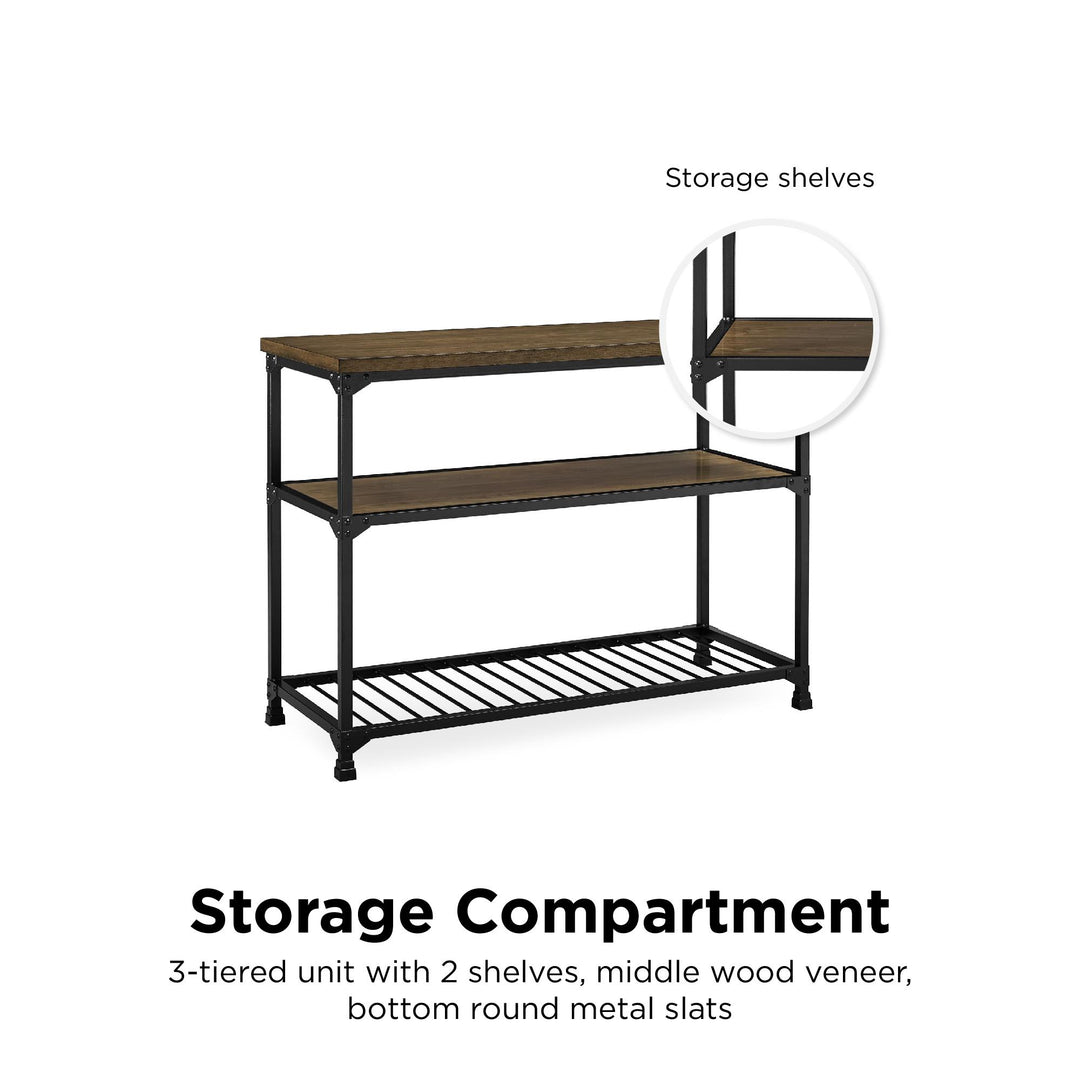 Cassy Three-tiered Storage Shelves Rustic Multifunction Island -  Rustic Oak