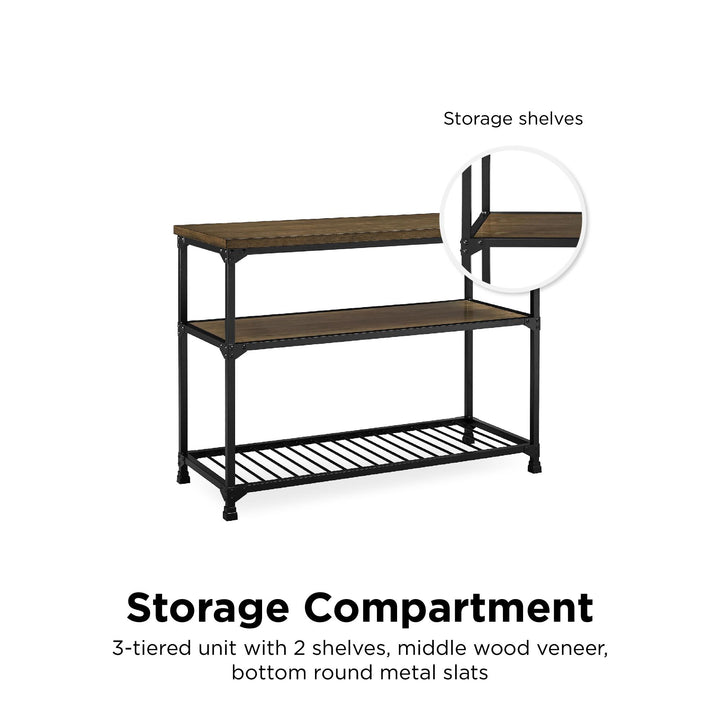 Cassy Three-tiered Storage Shelves Rustic Multifunction Island -  Rustic Oak