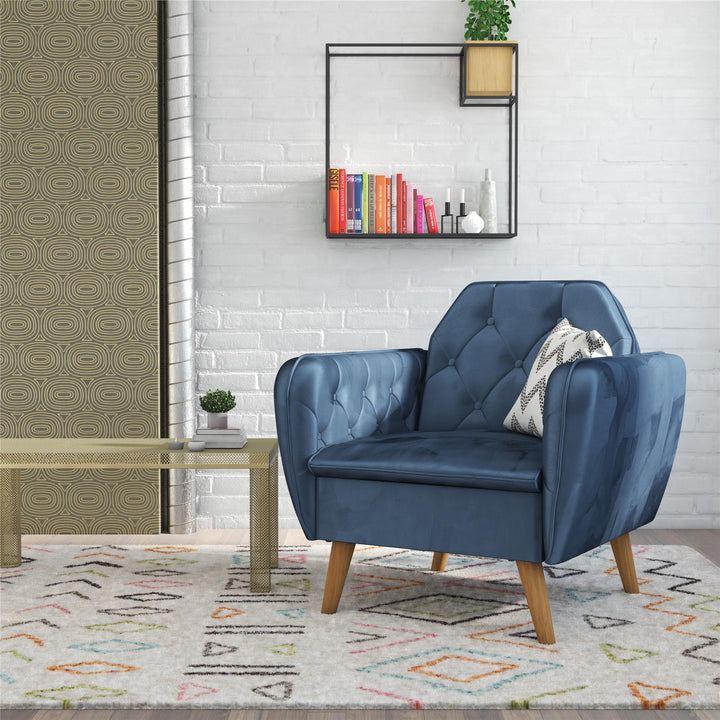 Teresa Memory Foam Accent Chair - Blue Velvet