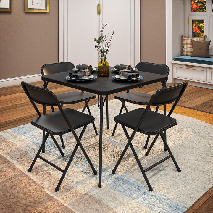5-Piece Centerfold Table & Chair Dining Set - Black - 5 Piece