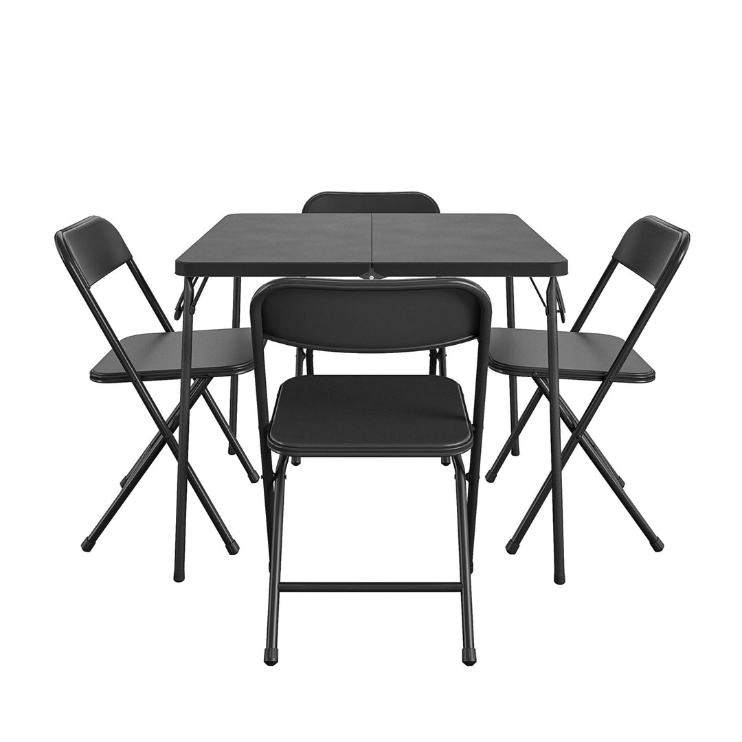 outdoor Centerfold Table & Chair Dining Set - Black - 5 Piece