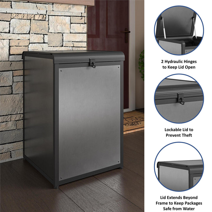 BoxGuard Heavy Duty Multi-Purpose Outdoor Storage & Delivery Box, 55 Gallons - Gray - 1-Pack