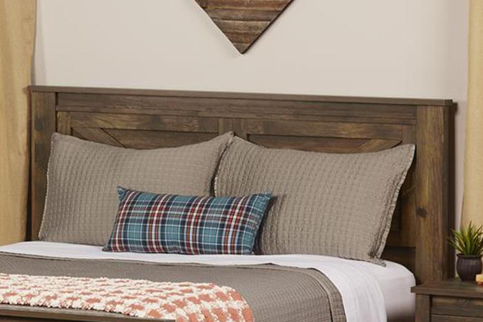 Farmington Rustic Farmhouse Queen Headboard with Decorative Panels - Rustic