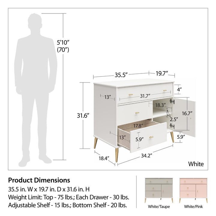 Contemporary Asymmetrical Dresser -  White