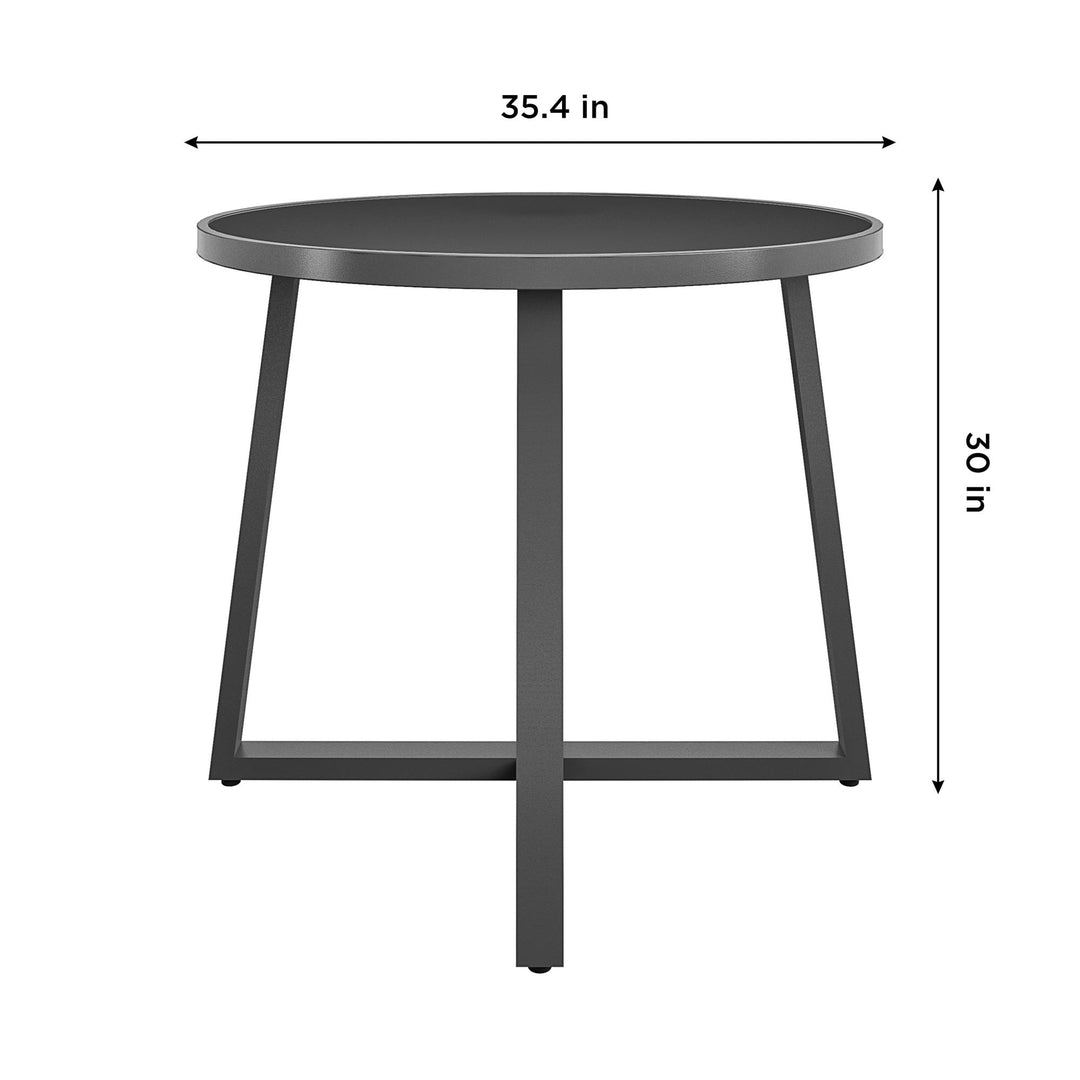 35" Round Indoor or Outdoor Dining Table with Glass Top - Dark Gray - 1-Pack