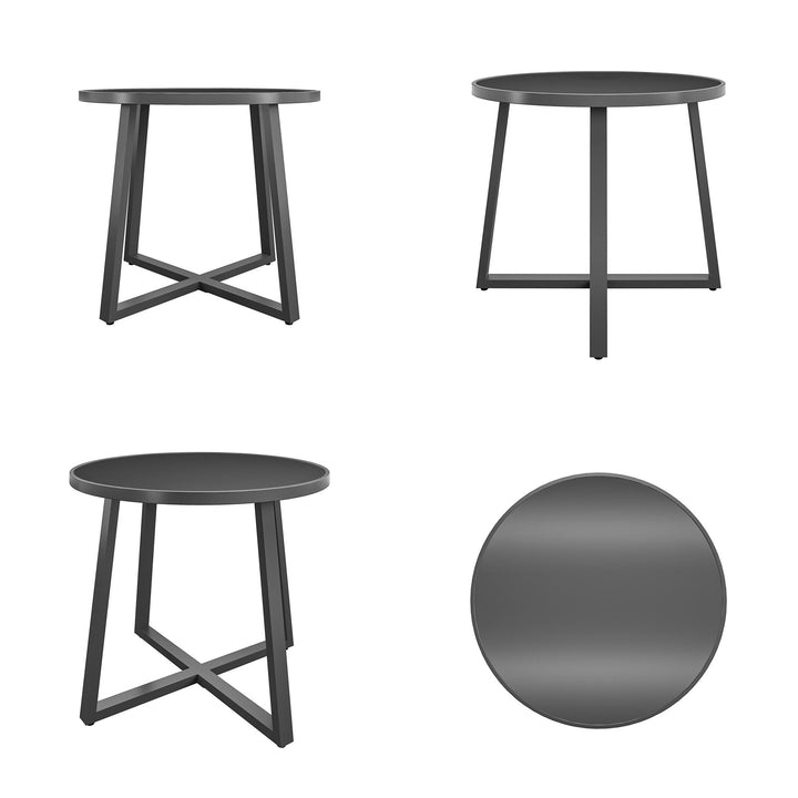 35" Round Indoor or Outdoor Dining Table with Glass Top - Dark Gray - 1-Pack