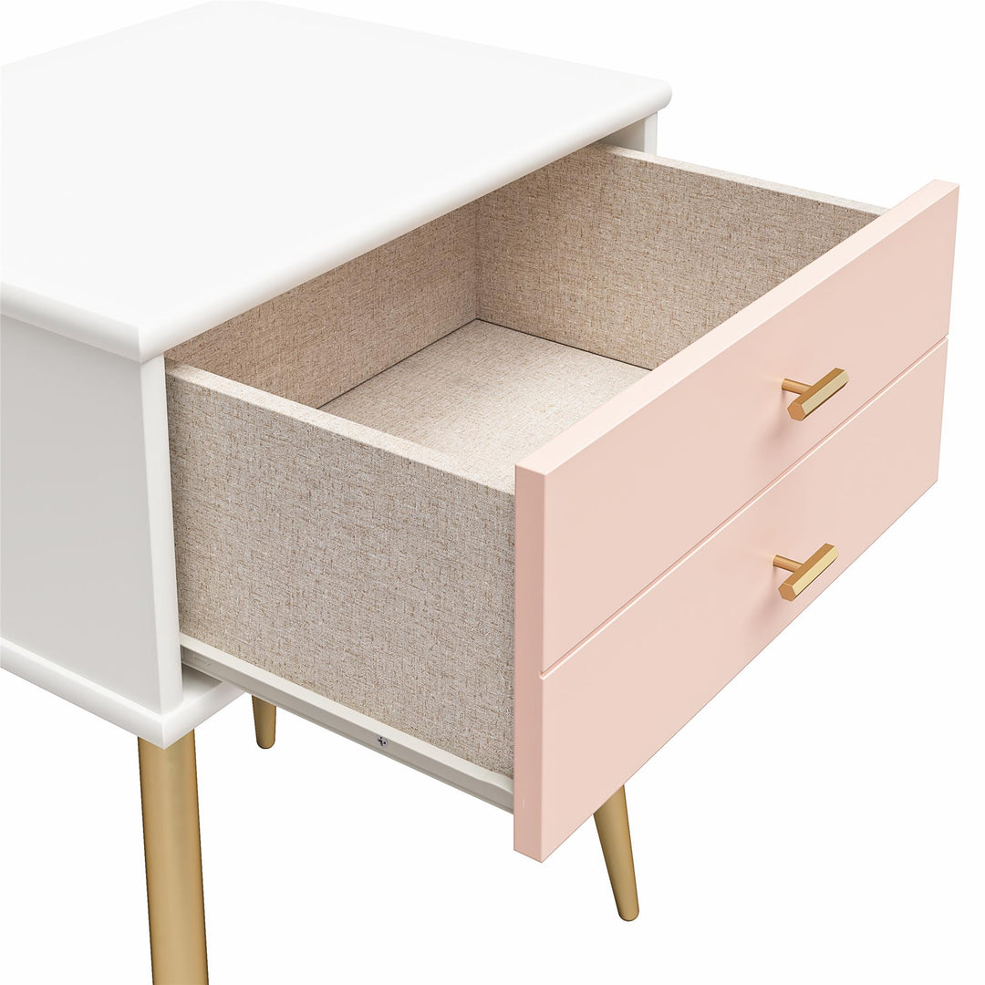 Stylish 1 Drawer Nightstand -  Pale Pink