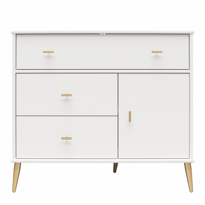 Valentina Asymmetrical 3 Drawer / 1 Door Convertible Dresser -  White