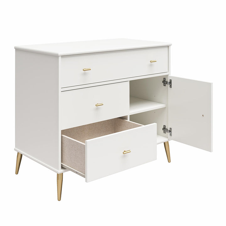 Asymmetrical Dresser with Door -  White