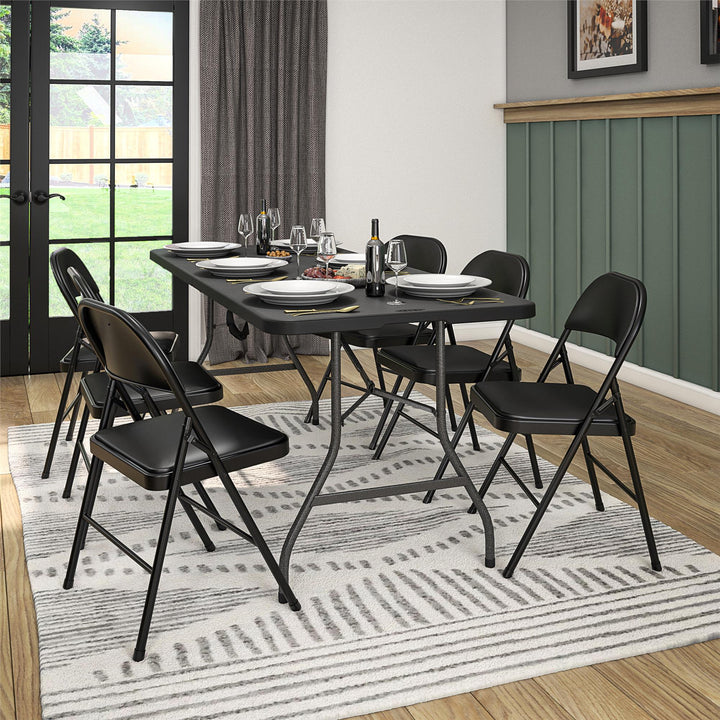 Metal Folding Chair Set of 4 -  Black 