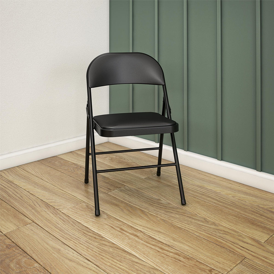 Set of 4 Premium Folding Chairs -  Black 