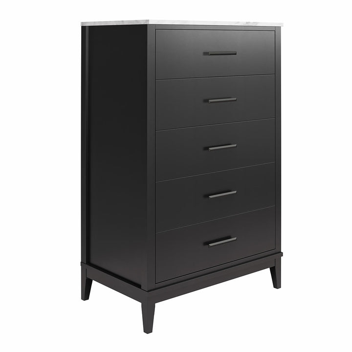 Modern and Durable Lynnhaven 5 Drawer Dresser -  Black