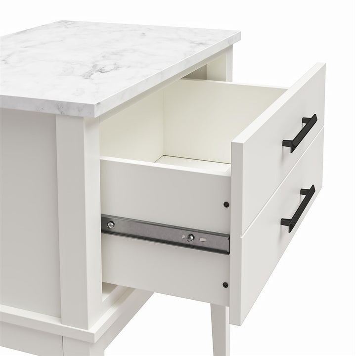 Spacious 1 Drawer Nightstand with Tapered Legs -  White