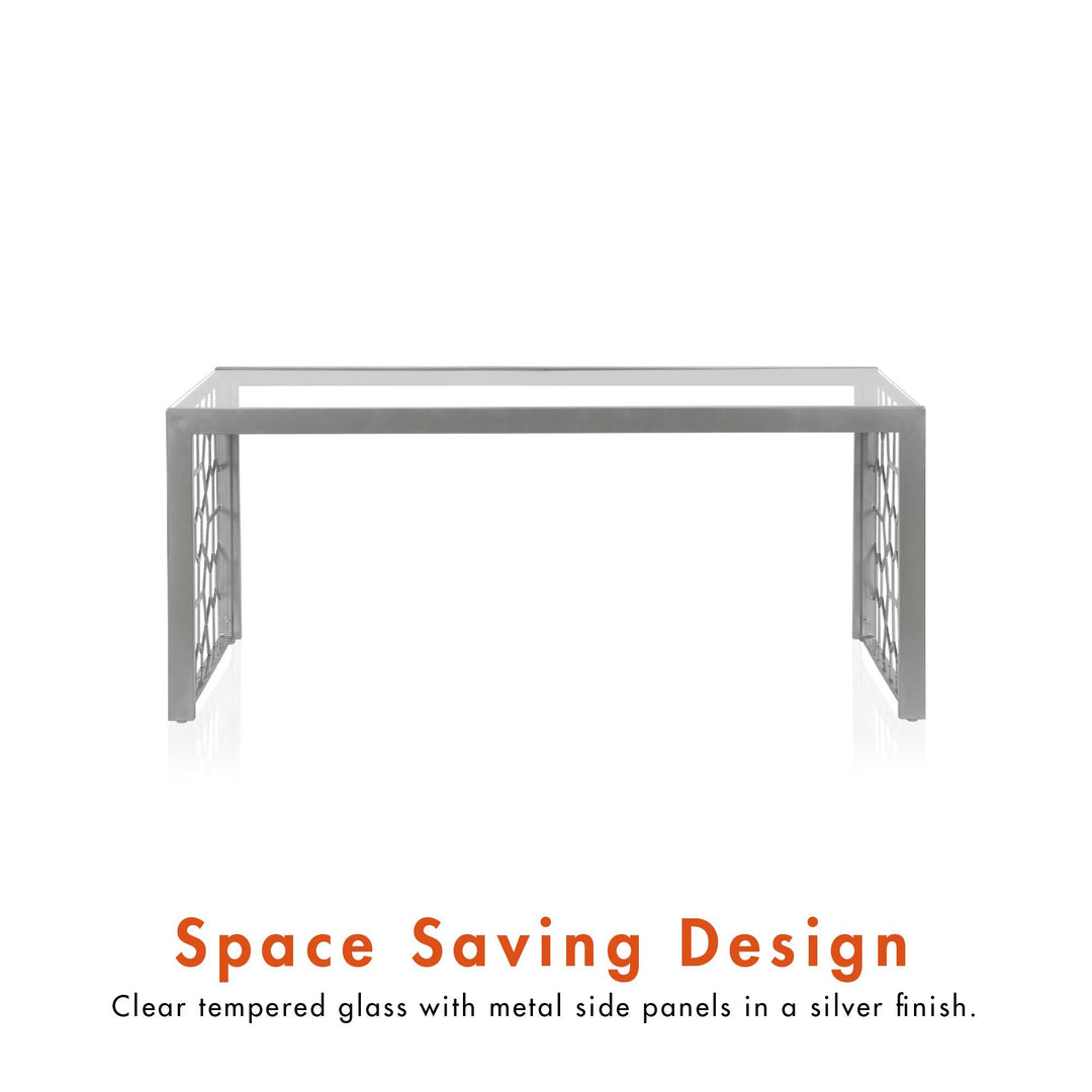 Glass surface coffee table Juliette -  Silver
