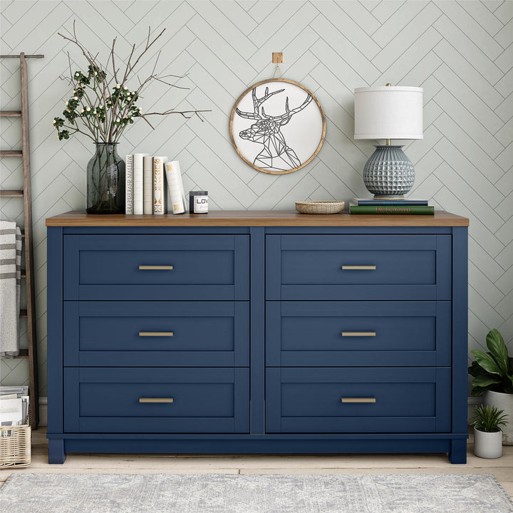 Spacious 6 Drawer Dresser for Bedroom -  Navy
