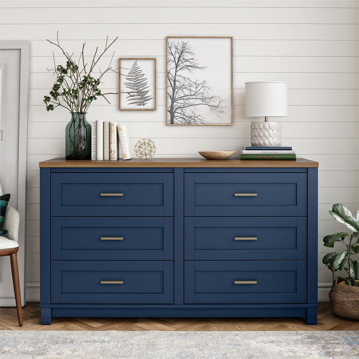 Armada Wide Dresser with 6 Drawers -  Navy