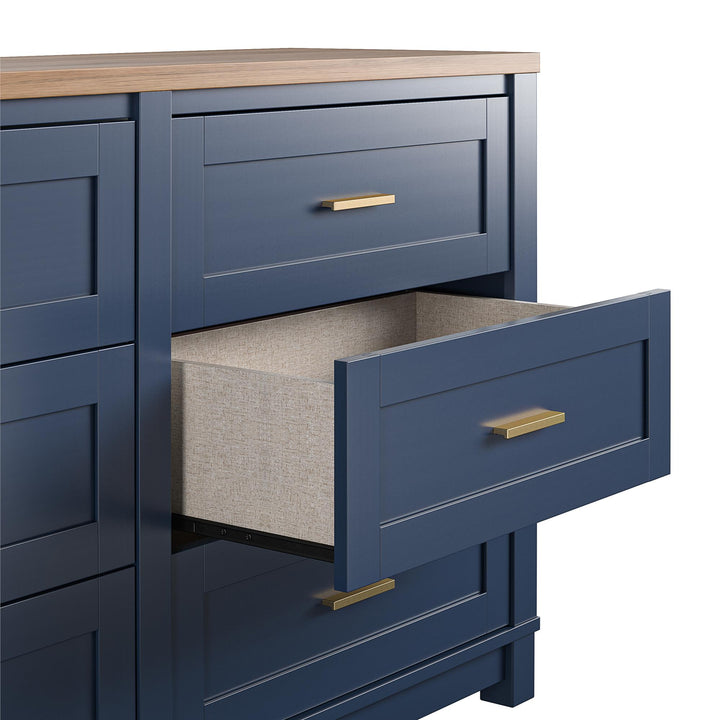 Spacious and Durable 6 Drawer Dresser -  Navy