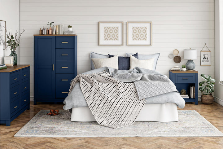 Wide Dresser with Spacious Drawers -  Navy