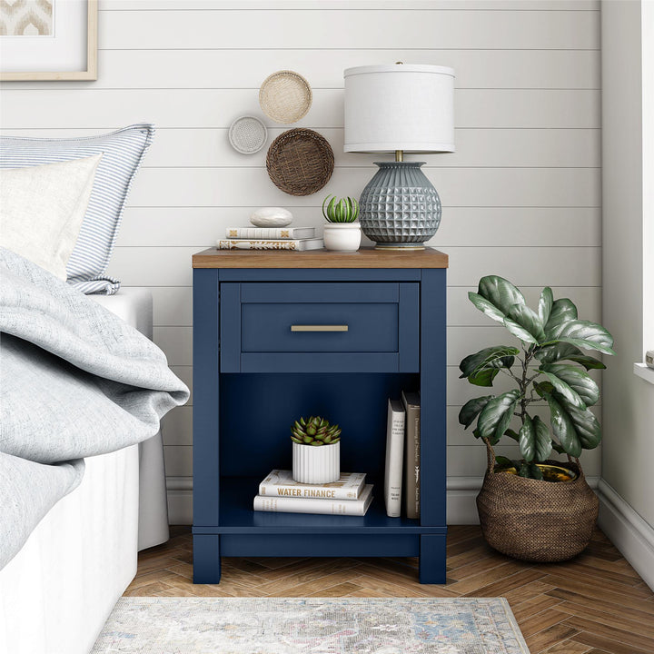 Armada Nightstand with 1 Drawer and Open Shelf -  Navy