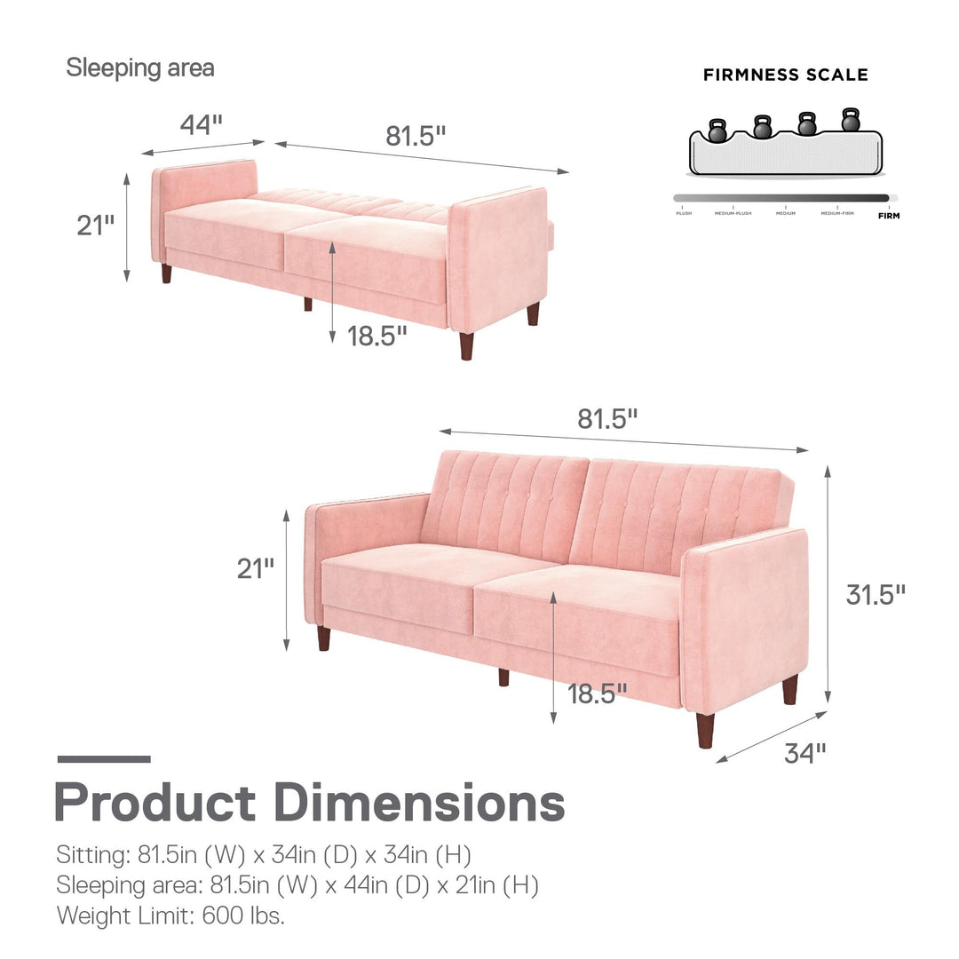 Pin Tufted Futon with Button Tufting -  Pink