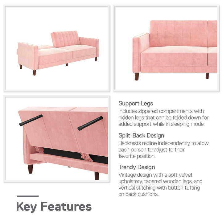 Transitional Futon with Stylish Design -  Pink
