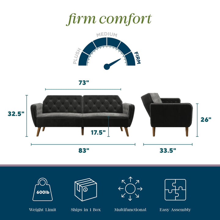 Tallulah Memory Foam Futon - Gray