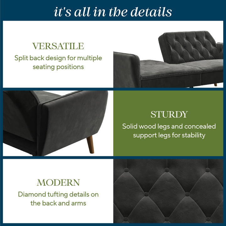 Tallulah Memory Foam Futon - Gray