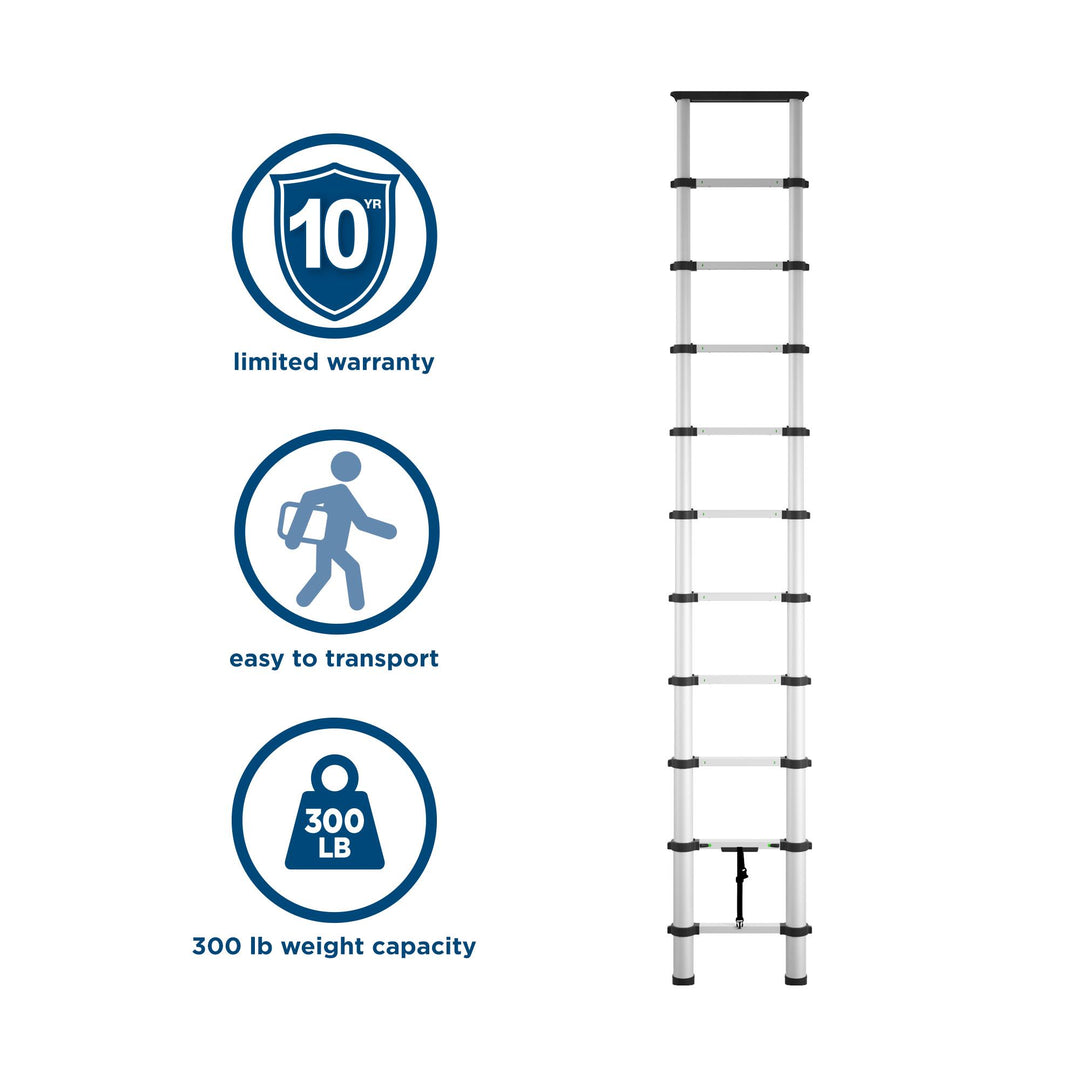 Collapsible aluminum ladder - Silver - 14ft 
