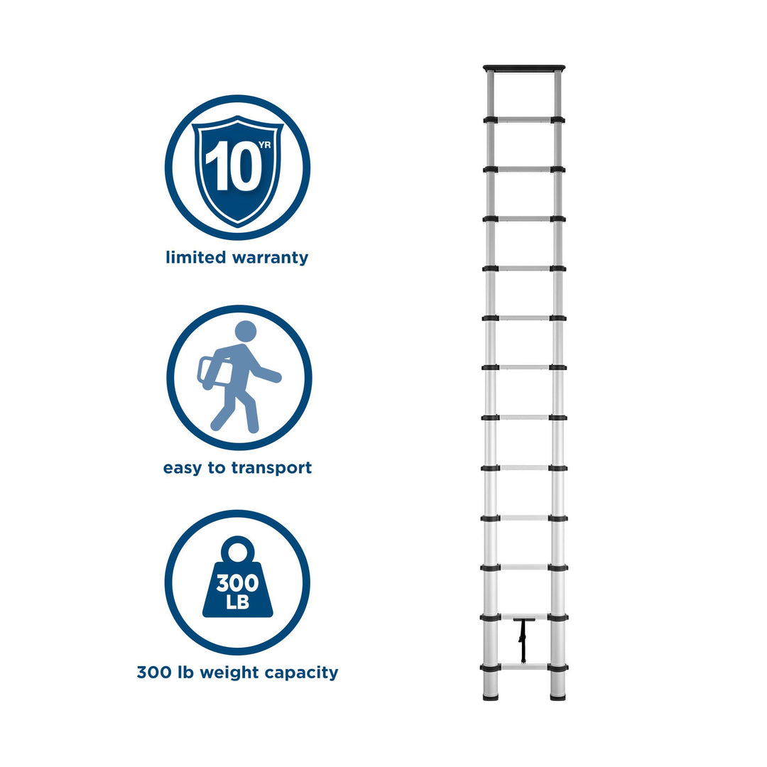 Folding telescoping ladder - Silver - 16ft