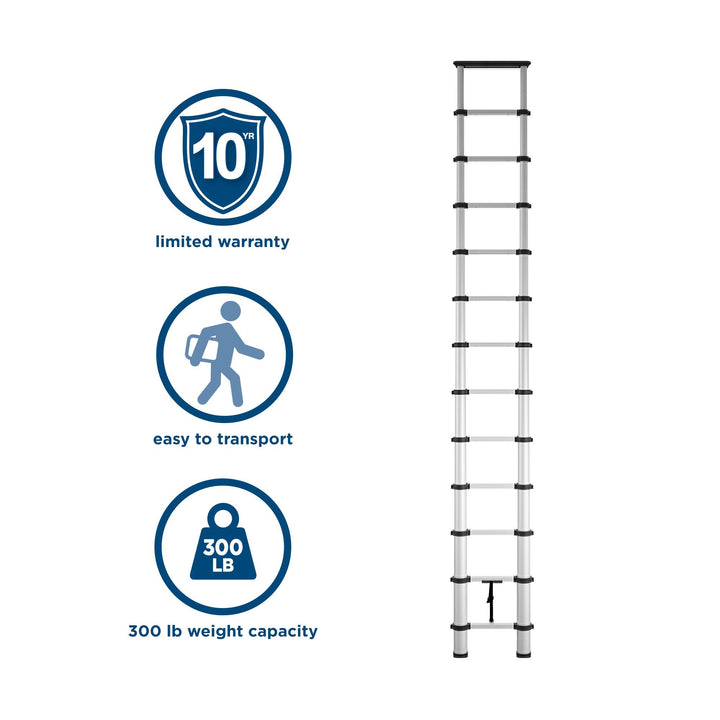 Folding telescoping ladder - Silver - 16ft