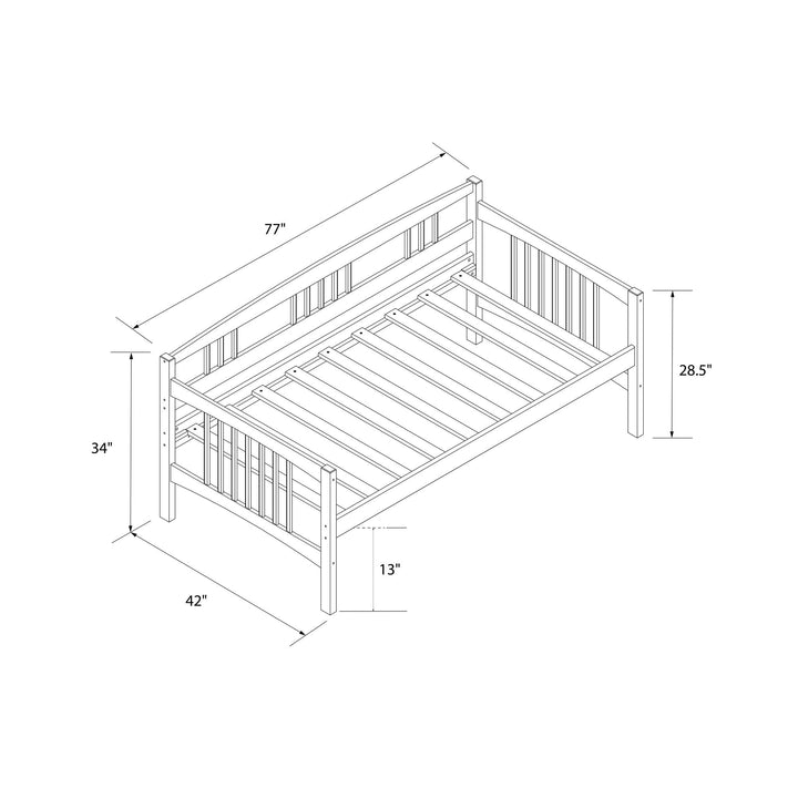 Wood Daybed with Slats for Bedroom -  Espresso