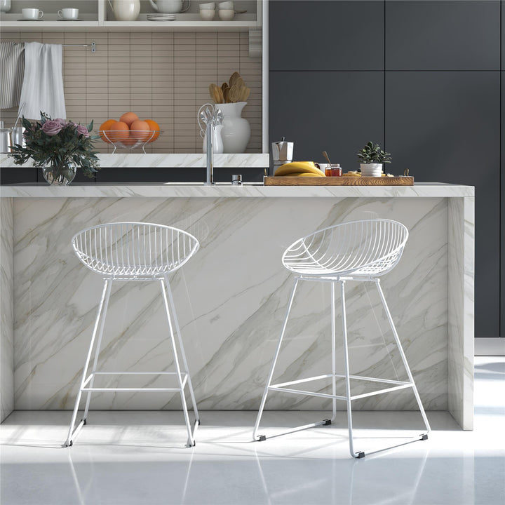 Stylish Ellis counter height bar stool -  White