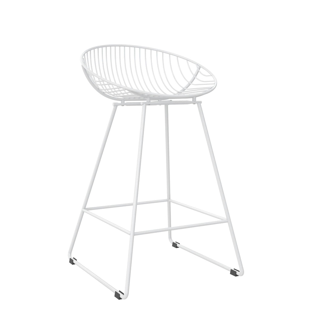 Comfortable wire counter stool -  White