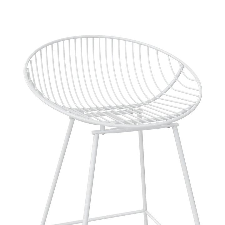 Counter height bar stool with wire design -  White