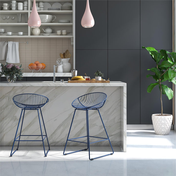 Elegant Ellis wire counter stool -  Navy