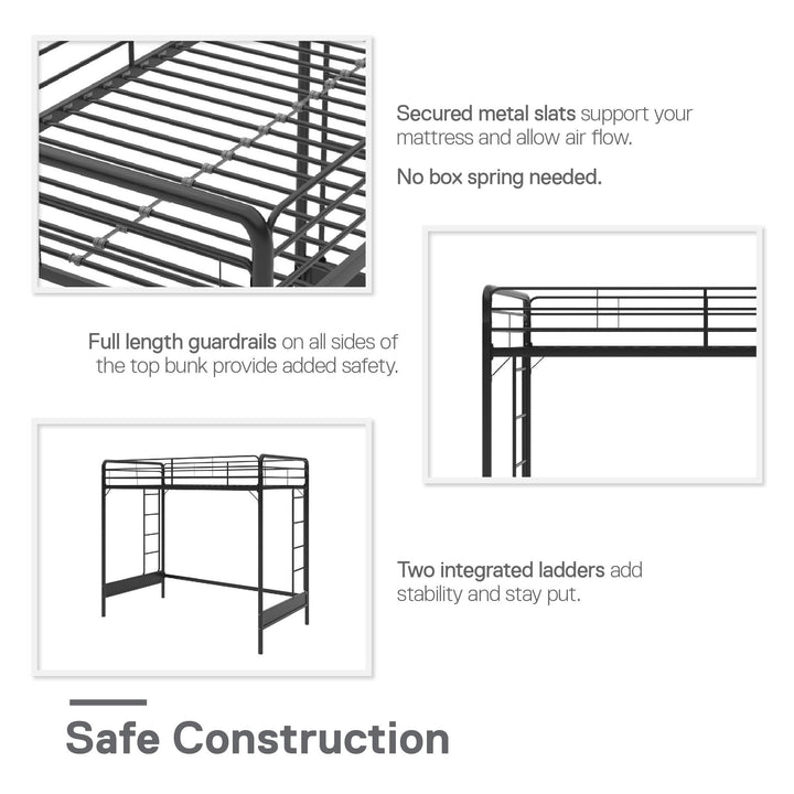 steel frame bunk beds - Black - Twin Size