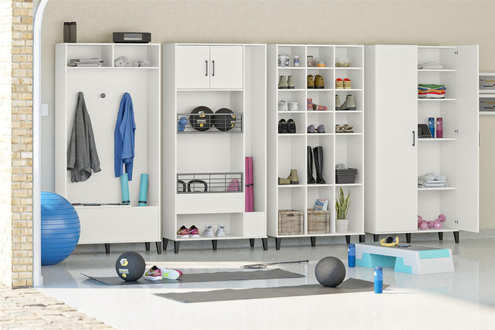 Durable Flex Gym Cabinet with Yoga Mat Storage -  White
