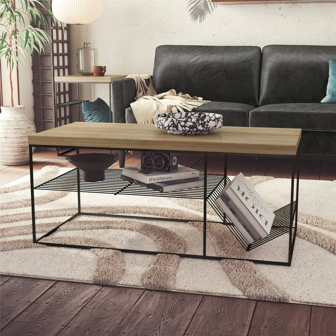 Neely Coffee Table Mixed Media with Lower Shelf - Natural