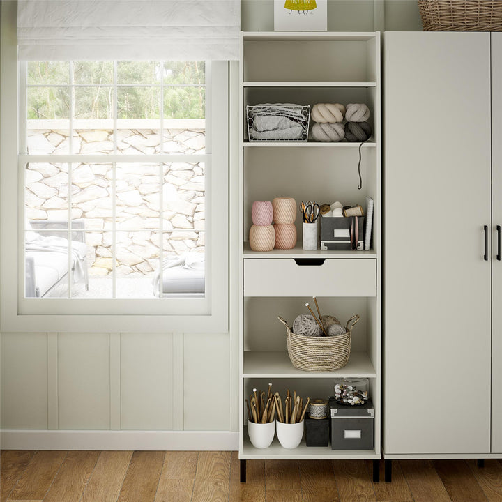 Versa Open Cabinet for Crafting with Drawer -  White