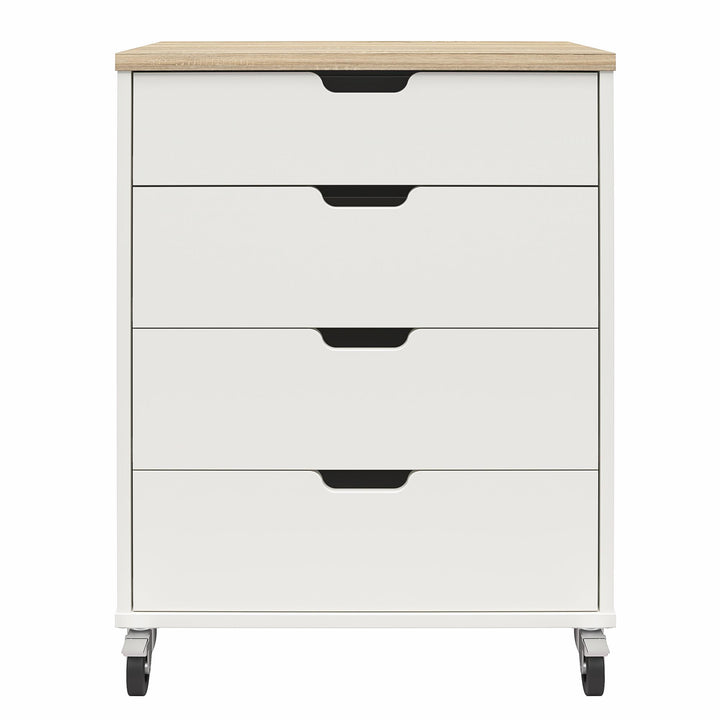 Versa 4 Drawer Storage Cart with Locking Castors and Adjustable Shelving  -  Weathered Oak