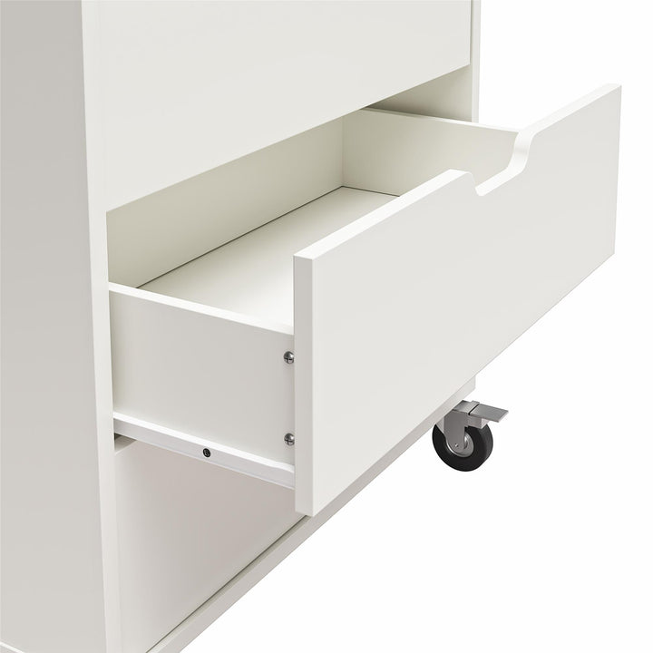 Easy to Move Storage Cart with 4 Drawers and Adjustable Shelves -  Weathered Oak