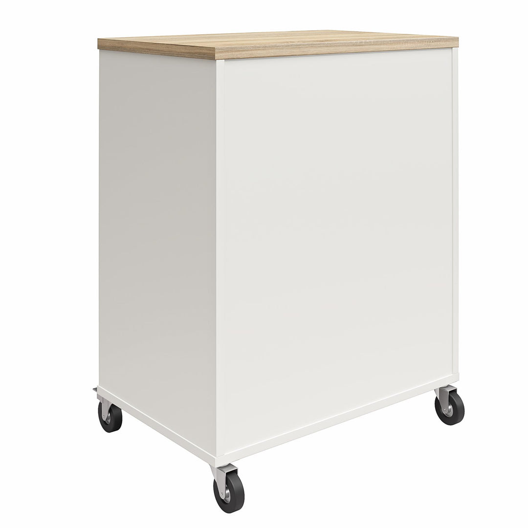 Spacious 4 Drawer Storage Cart with Locking Castors -  Weathered Oak