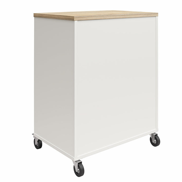 Spacious 4 Drawer Storage Cart with Locking Castors -  Weathered Oak