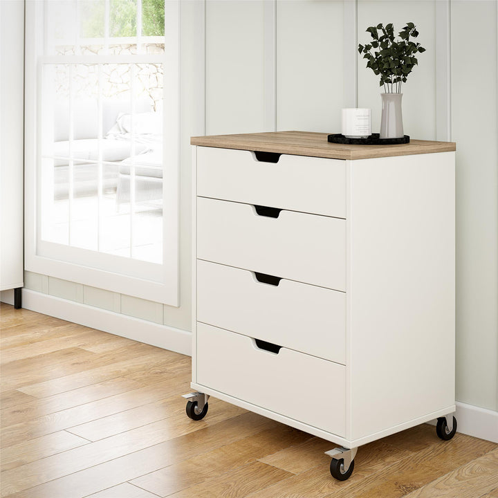 Storage Cart with Adjustable Shelving and Locking Castors -  Weathered Oak