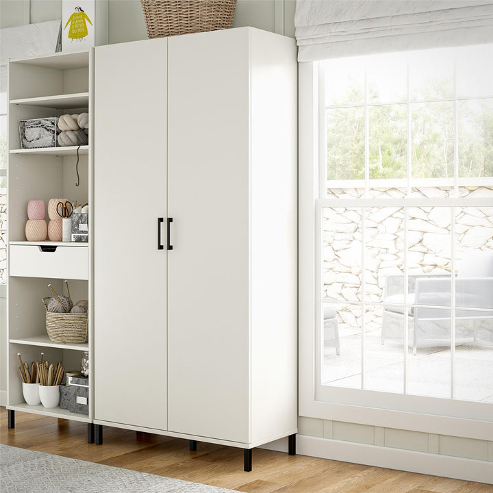 craft storage cabinet with doors - White