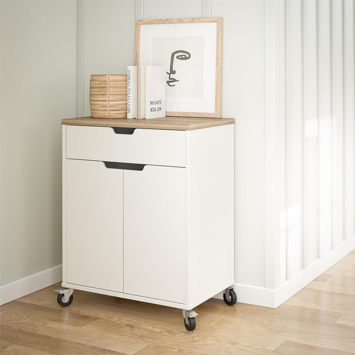 Durable Storage Cart with Locking Castors -  Weathered Oak