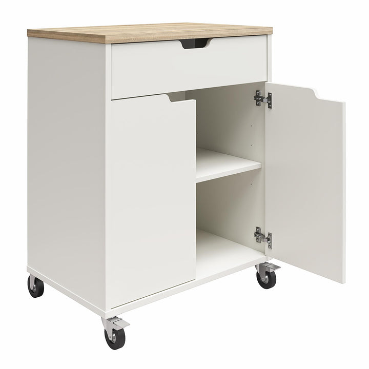 Versa 2 Door/1 Drawer Storage Cart for Organized Storage -  Weathered Oak