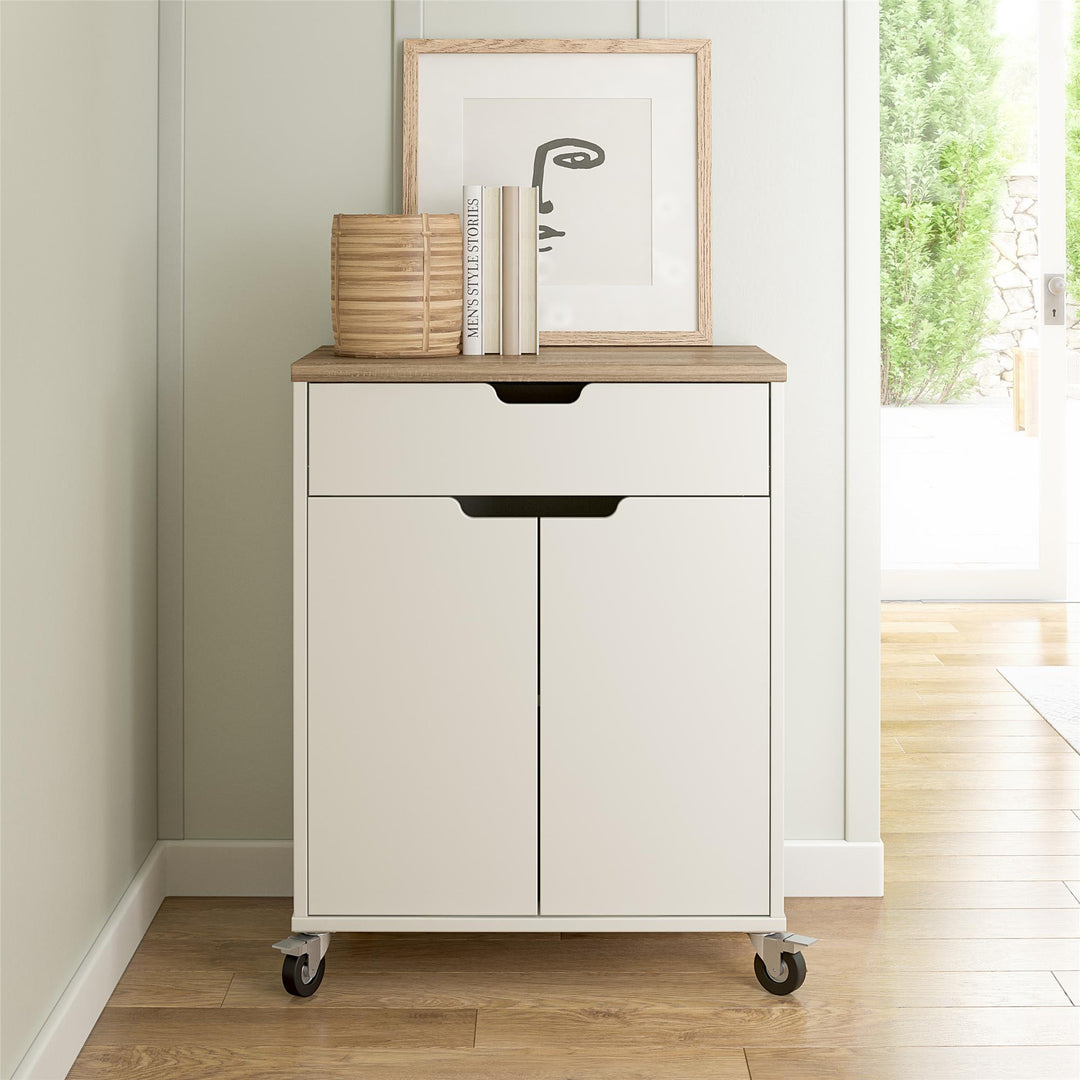 Versa Storage Cart with 2 Doors and 1 Drawer -  Weathered Oak