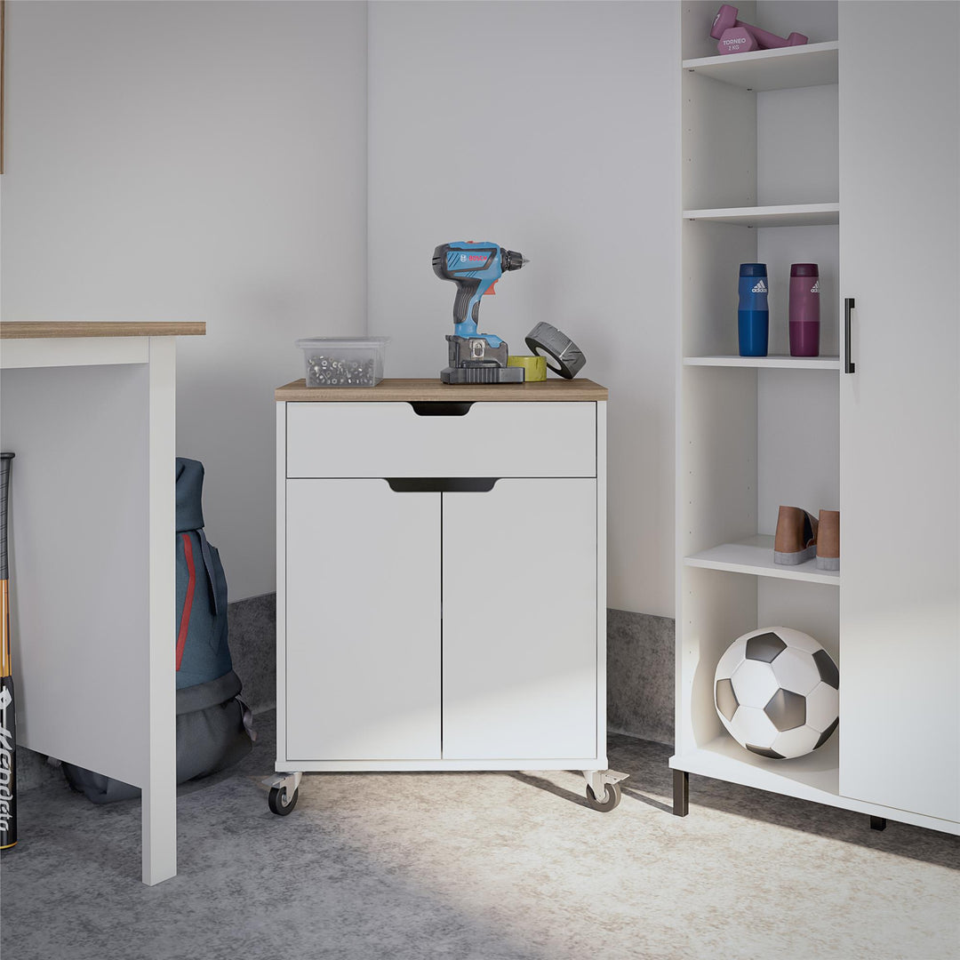 Functional and Spacious Versa Storage Cart -  Weathered Oak