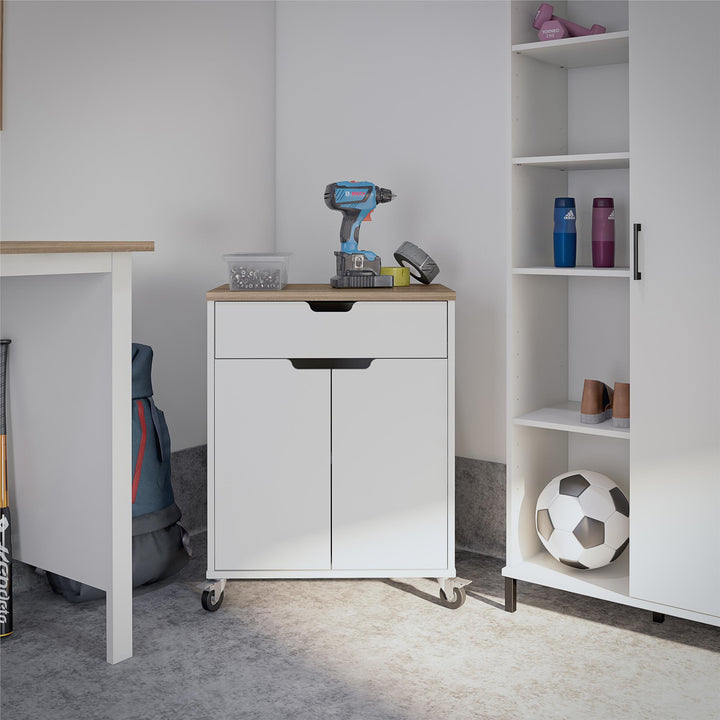 Functional and Spacious Versa Storage Cart -  Weathered Oak